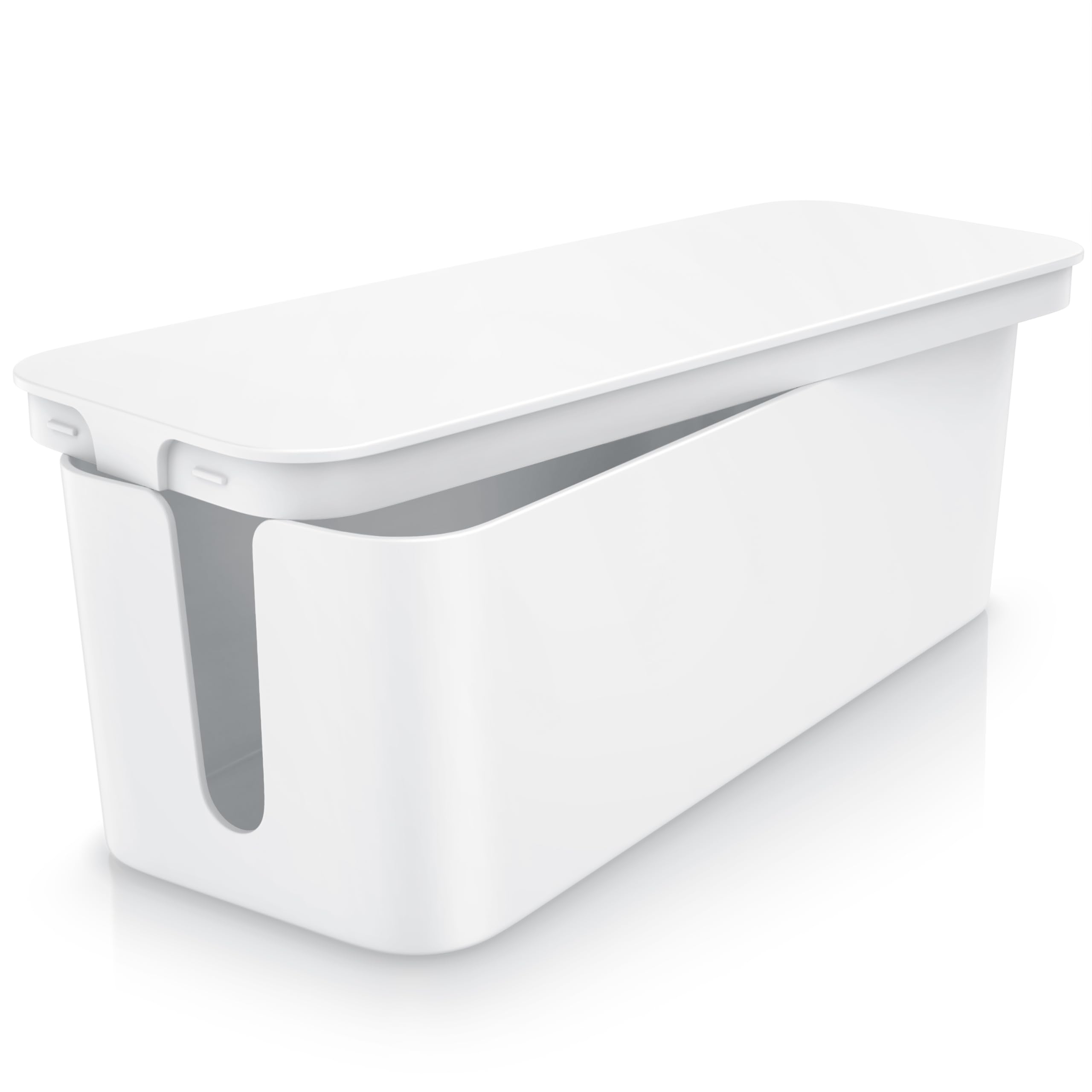 CSL - Kabelbox Groß 41cm - XXL Kabelmanagement Box - Box zum Kabel verstecken - Kabel Organisator - Schutz und Sicherheit - Anti Rutsch Boden - Weiß