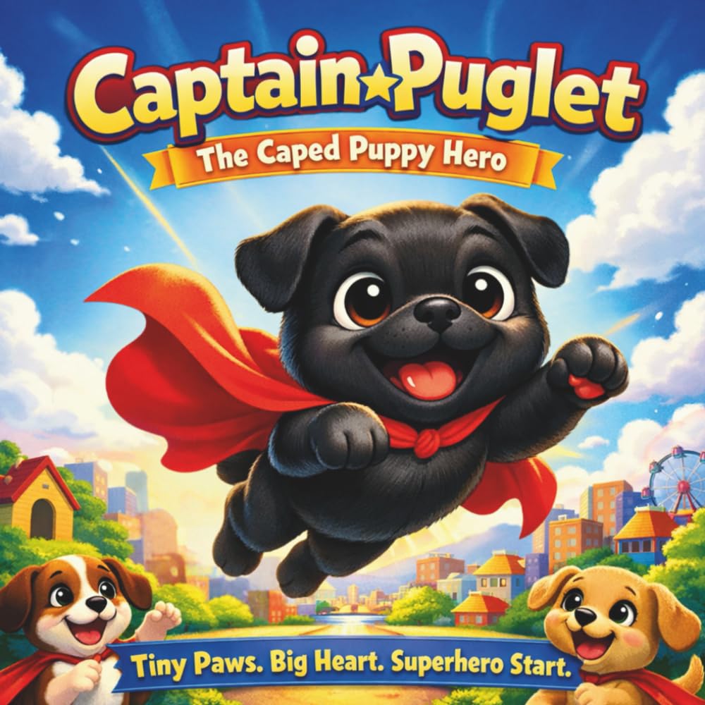 Captain Puglet: The Caped Puppy Hero: Children's Storybooks| Tiny Paws. Big Heart. Superhero Start| Adventure| Animals| Dogs & Puppies| Rhyming ... 30 Pages| Size 8.5 x 8.5 (Childrens Books)