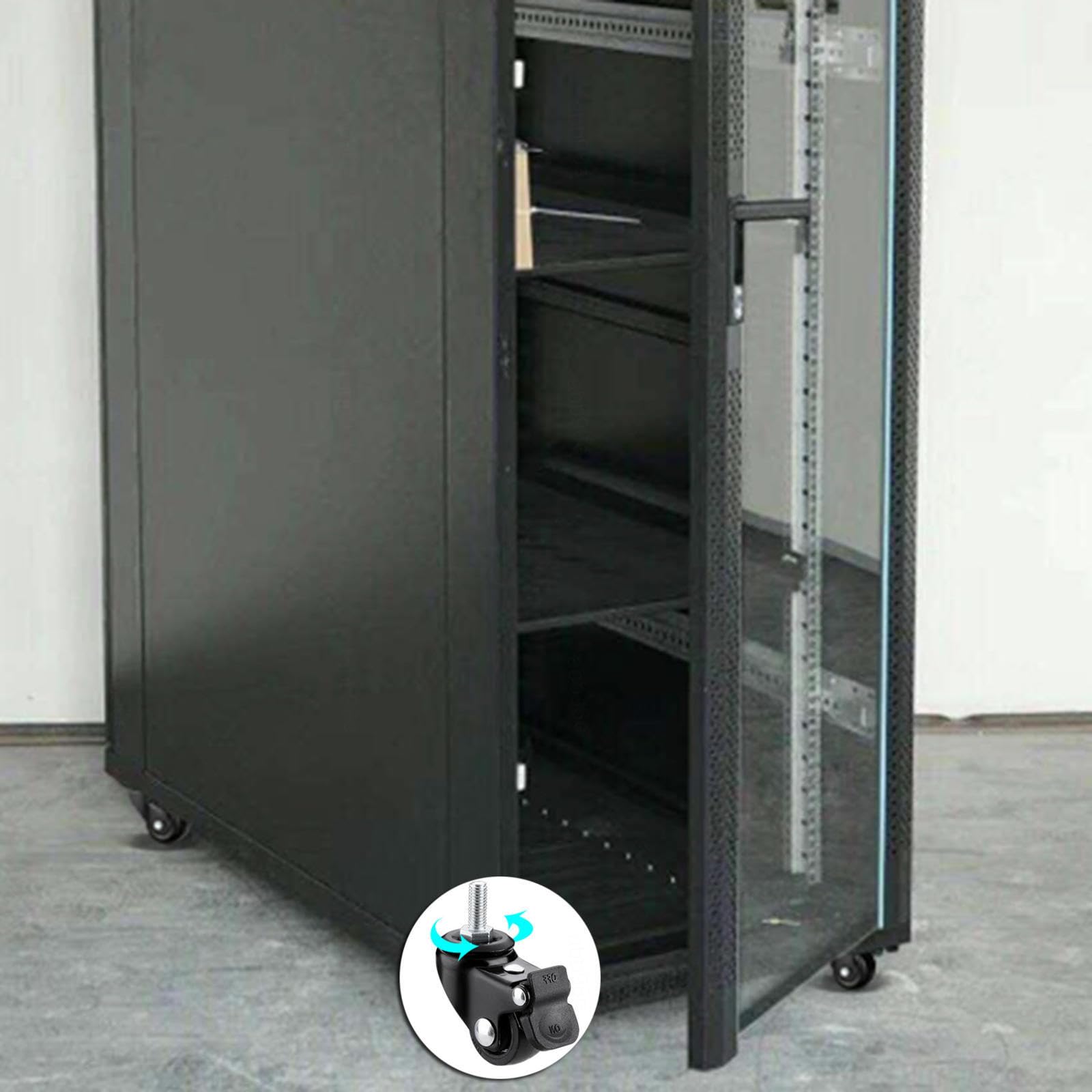 TPE Gummiräder mit Bremse,Schwenkbare Lenkrollen für Kinderbetten,Möbel-ErsatzFußräder,Schwarz-M6/M8/M10 Gewindestange,für Trolley Werkbank,M6-4brakes