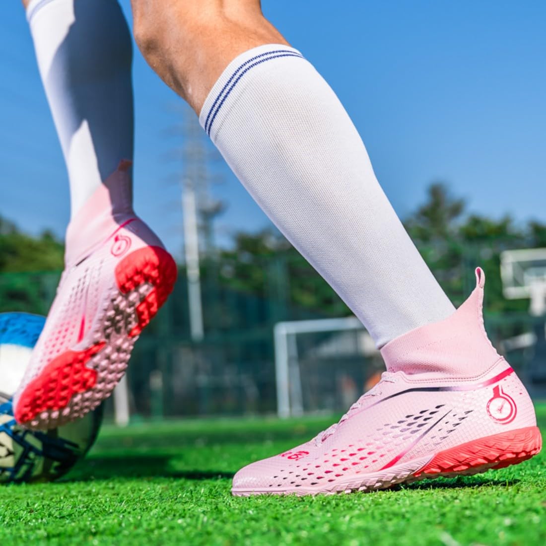 Zapatos de fútbol unisex de alta altura, antideslizantes, para exteriores, zapatos de entrenamiento profesional
