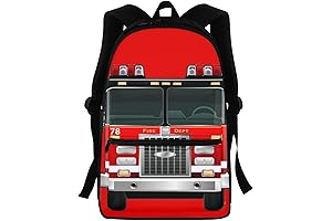 Cartoon Fire Truck Backpack for Elementary School Kids