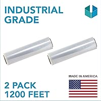 Vista 1 de Película elástica, rollo de envoltura retráctil resistente transparente de 18 pulgadas x 1200 pies, ideal para cajas, paletas (paquete de 2)