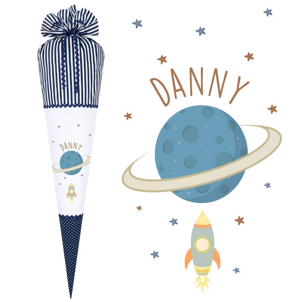 Planet Schultüte mit Namen aus Stoff 70cm groß