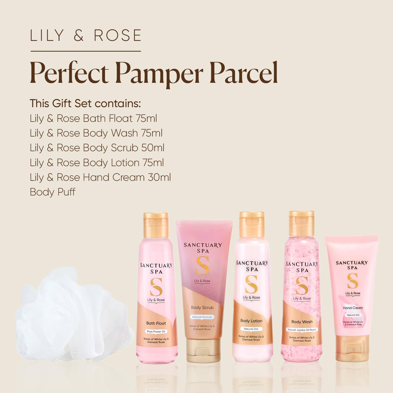 SANCTUARY Spa Lily & Rose Perfect Pamper Parcel – Luxury Bath & Body Gift Set for Women with Shower Gel, Body Lotion & More – Relaxing Spa Gift for Her, Ideal for Birthday, Christmas & Self Care - 3