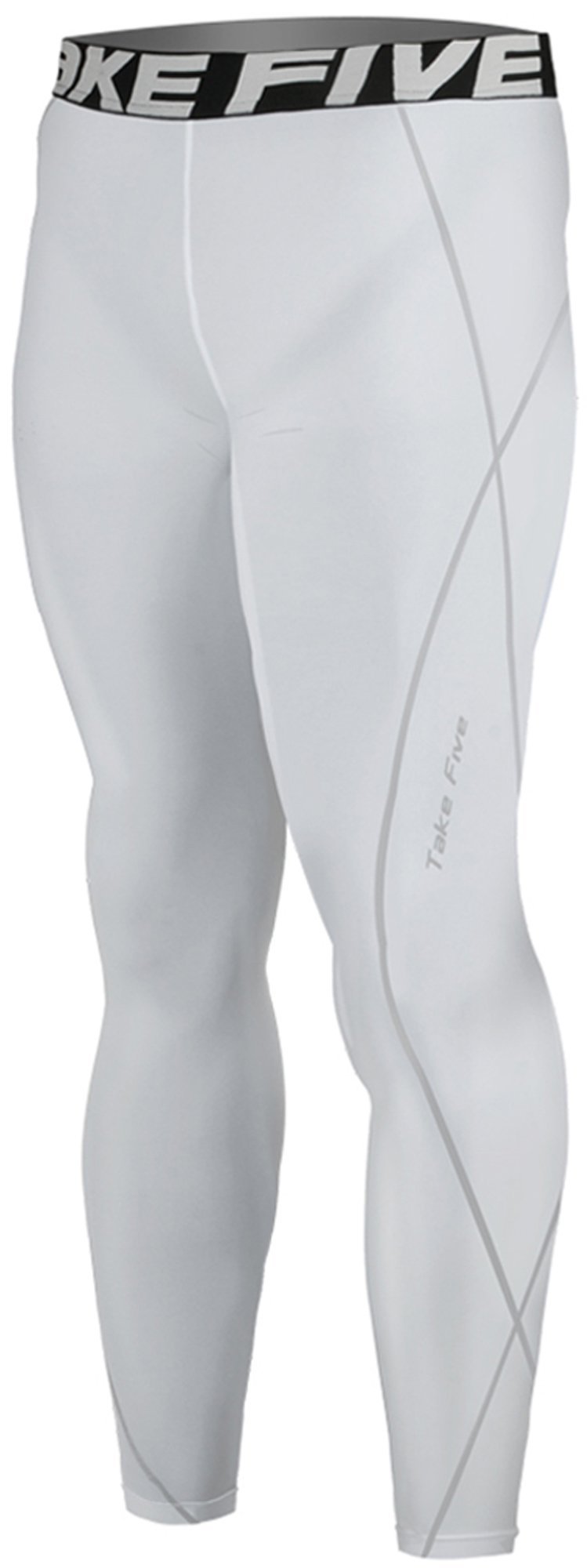 JustOneStyle New 016 Take Five Skin Tights Compression Leggings Base Layer White Running Pants Mens S - 2XL