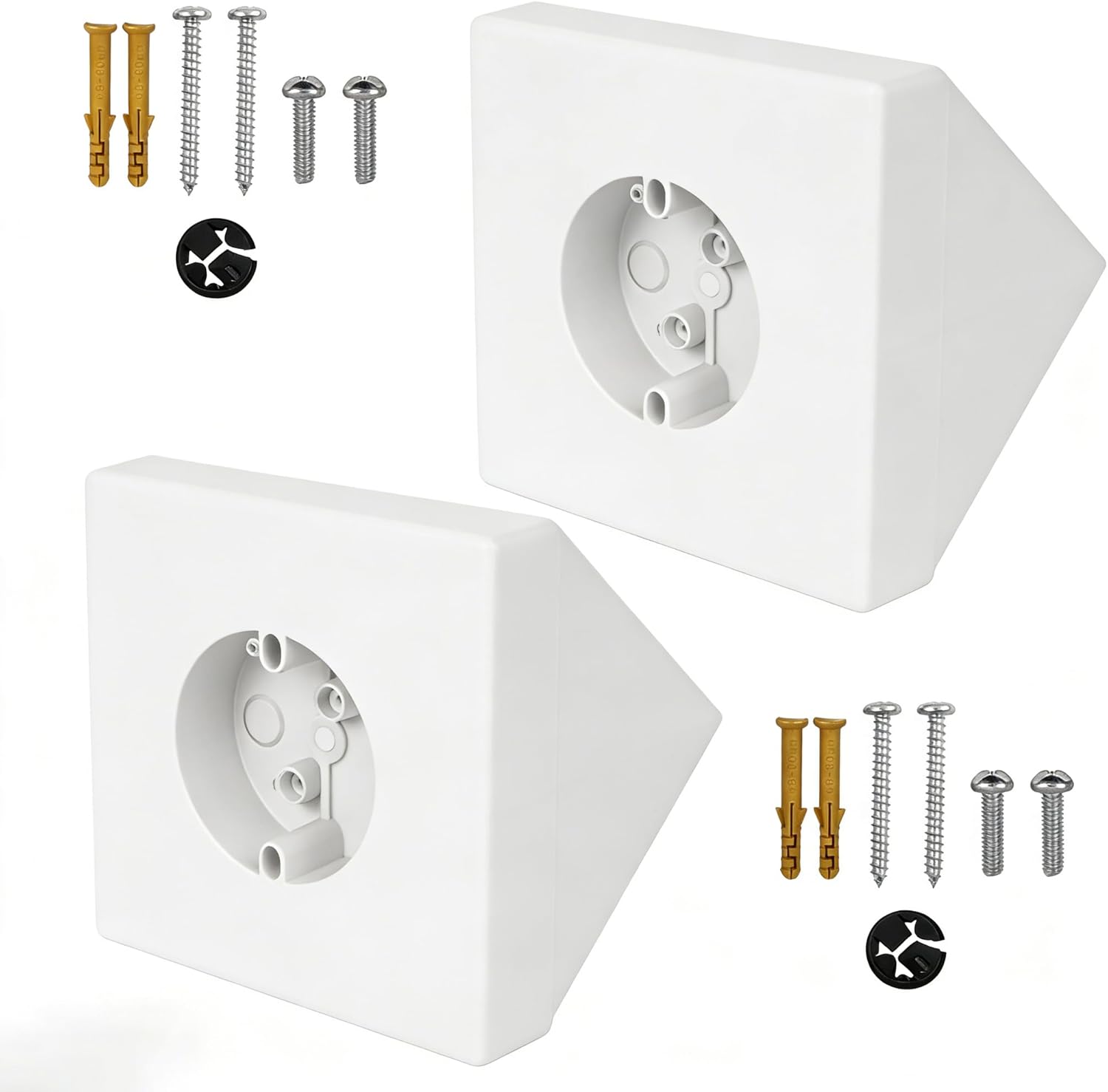 2-Pack Ceiling Fan Mounting Box Kit, Fits Cathedral Ceiling Angles 80° or Up, Supports 70 Lbs Fans and 200 Lbs Fixtures, Paintable White Surface