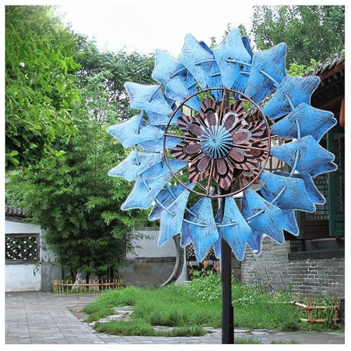 Ruota Eolica Da Giardino In Metallo, Rotazione Di 360° Mulino A Vento Da Giardino Solare Scultura All'Aperto Mulino A Vento In Metallo Unico E Sorprendente Per Patio, Prato E Giardino