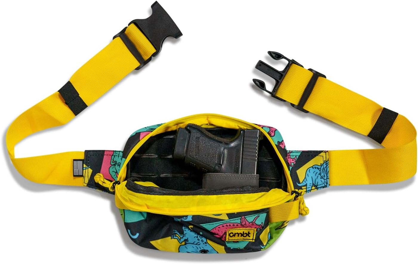 Combat Iron Tactical Men’s Fanny Pack | Adjustable Waist Belt, Zippered Pockets | Compact Lightweight Belt Bag | Everyday Hip Pouch for Travel Outdoor Running Hunting | Dinosaur World