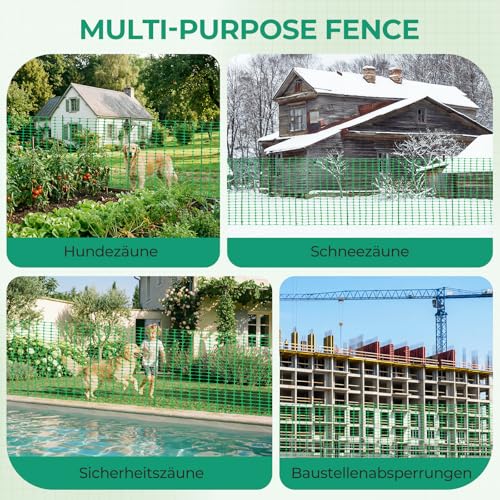 Ohuhu Begrenzungszaun Mobiler Zaun 30m lang 1m hoch mit 25 Pfähle Komplett-Set, Universal Begrenzungszaun, Hundezaun, Weidezaun, Zaun Garten & Hühnerzaun Gartennetz ideal für Garten, Haus, Hof