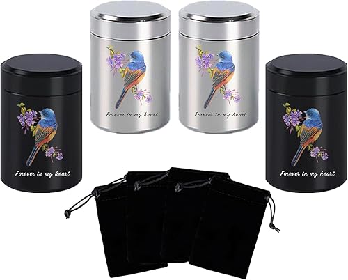 Urnas pequeñas para cenizas Juego de 4 mini urnas de aluminio de 2.7 pulgadas de alto, urnas de cremación para cenizas humanasmascotas, soporte