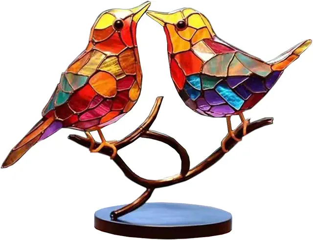 Kleurrijke Vogels Beeldje - Modern Acryl Vogelornament voor Woonkamer Decoratie