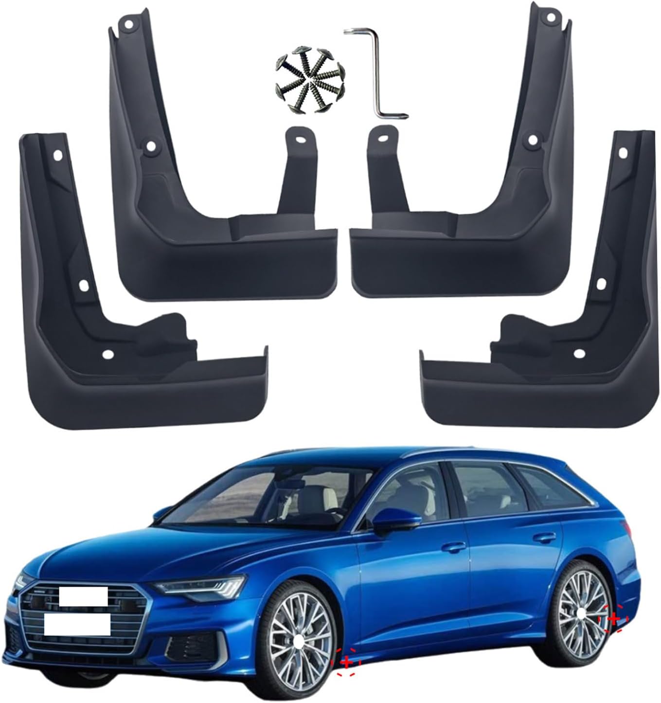 Mud Flaps for Audi A6 S6 C8 Saloon/Avant Sport Edition 2019-2025, 4Pcs Front Rear Car Wheel Fender Splash Guard W/Clips