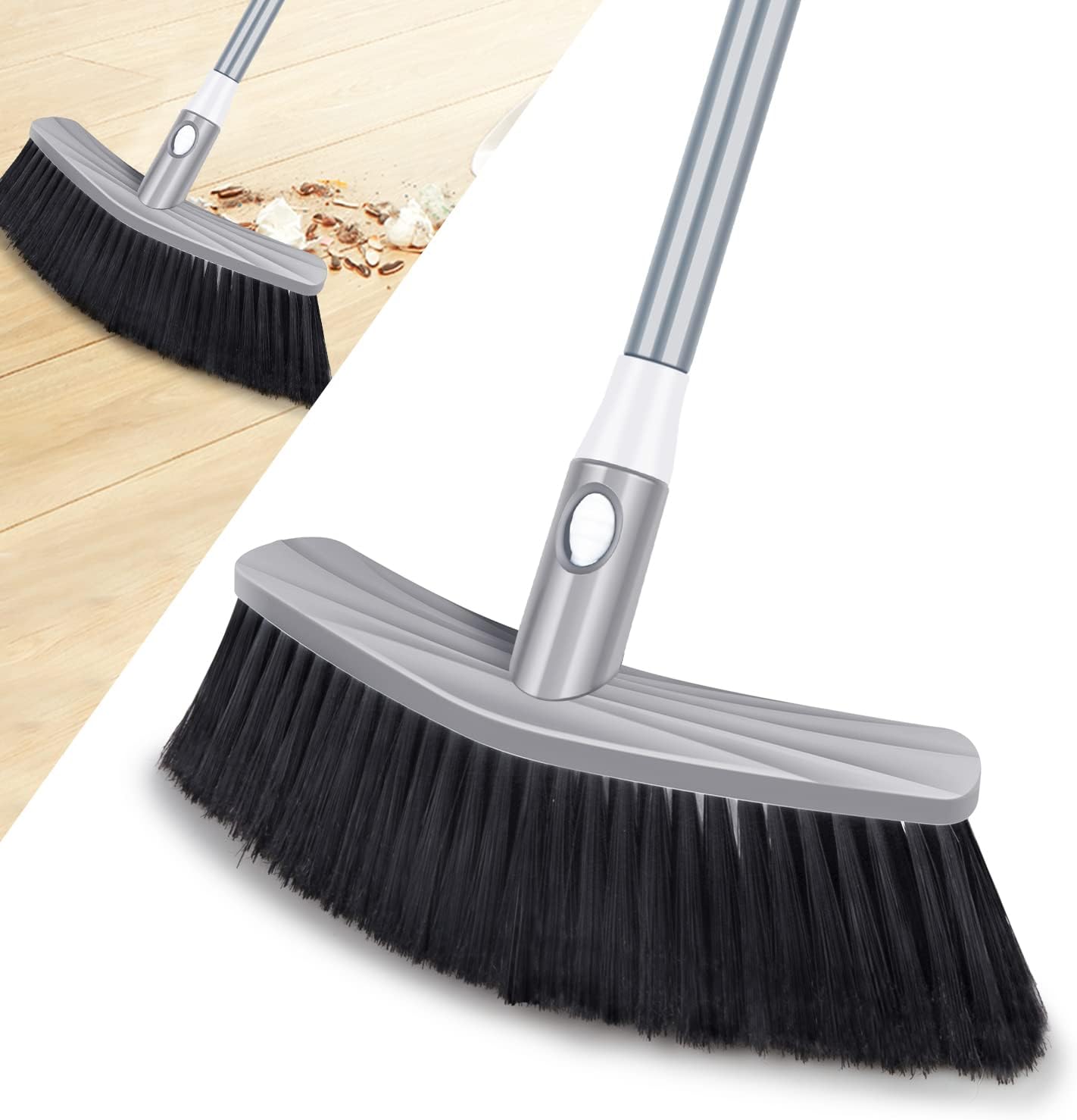 Broom Indoor Sweeping Broom Brush with Long Handle, UMAYCOOL Kitchen Indoor Floor Brush with Dense Soft Bristles Perfect for Sweeping Room Office Kitchen
