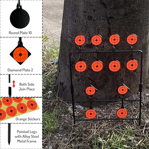 Image of ARSUK Self-Resetting Air Rifle Shooting Target, Heavy-Duty Metal Frame for Airsoft Rimfire Pellet BB Gun Target, Compatible with .177 & .22 Caliber Pellets