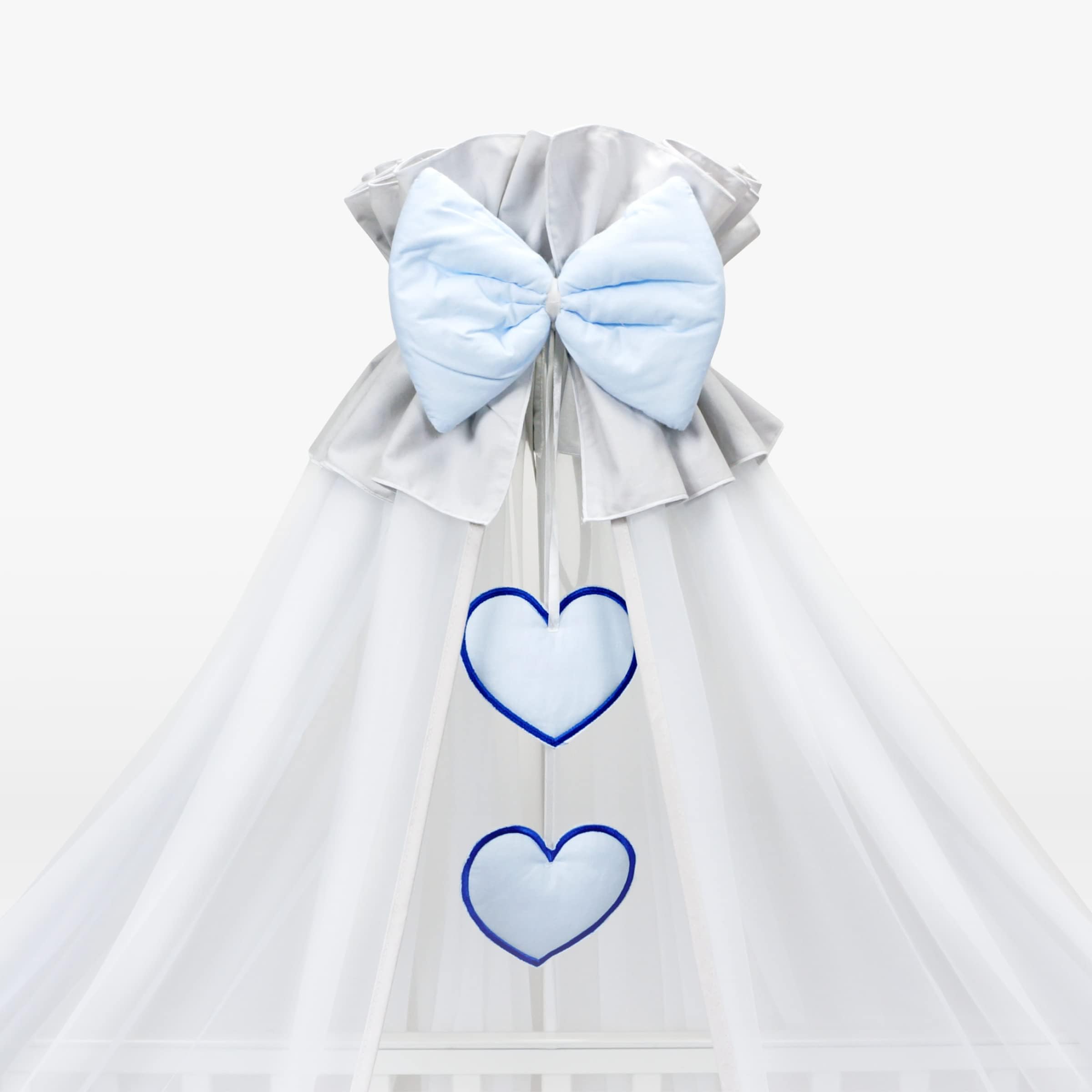 Baby Cot Bed Crown Canopy/Mosquito Net 485 cm + Floor Free Stand Holder (Crown Blue)
