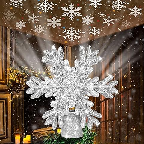 Weihnachtsbaumspitze Schneeflocken, Lumitact Christbaumspitzen mit 3D Rotieren Projektor Cover