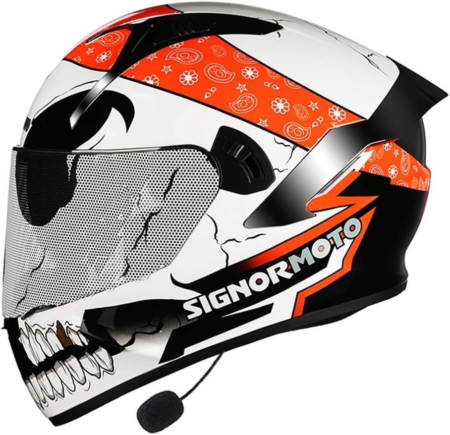 バイク ヘルメット ブルートゥース付き フルフェイスヘルメット ダブルシールド くもり止め 絵 メンズ レディース Helmet Uvカット おおきいサイズ 通気吸汗 日焼け止め オールシーズン 内装 洗濯可 おしゃれ 海賊 Bluetooth Xxl 頭囲 63 64cm