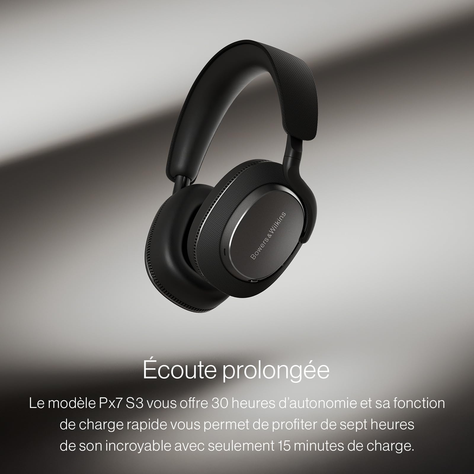 Bowers & Wilkins Px7 S3 Casque Supra-Auriculaire sans Fil, Réduction de Bruit Avancée, DSP 24-bit, aptX Lossless, 30 Heures de Lecture, 8 Microphones, Charge Rapide - Noir Anthracite