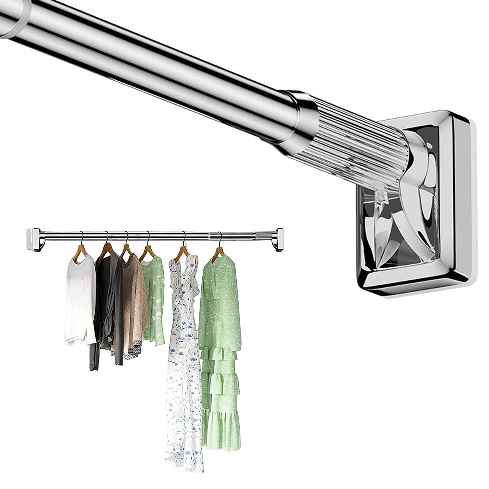 Gardinenstange Ohne Bohren 40-500 cm Ø 33 mm Teleskopstange Zum Klemmen Verstellbare Duschvorhang-Spannstange Klemmstange Vorhang für Fenster Kleiderschrank Schrank(Metallic,1.1-2.0m)