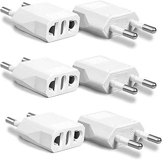 [6-Pack] European Travel Plug Adapter, US to Europe Plug Adapter, European Plug Adapter, Outlet Converter US to Europe from USA to Most of Europe EU Spain Germany France Italy Israel (Type C)
