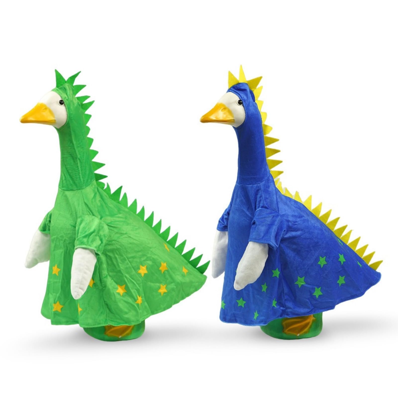 JHUAJISFC Dinosaur Porch Goose Outfit for 23" Lawn Statue Decor, Green & Blue Costume