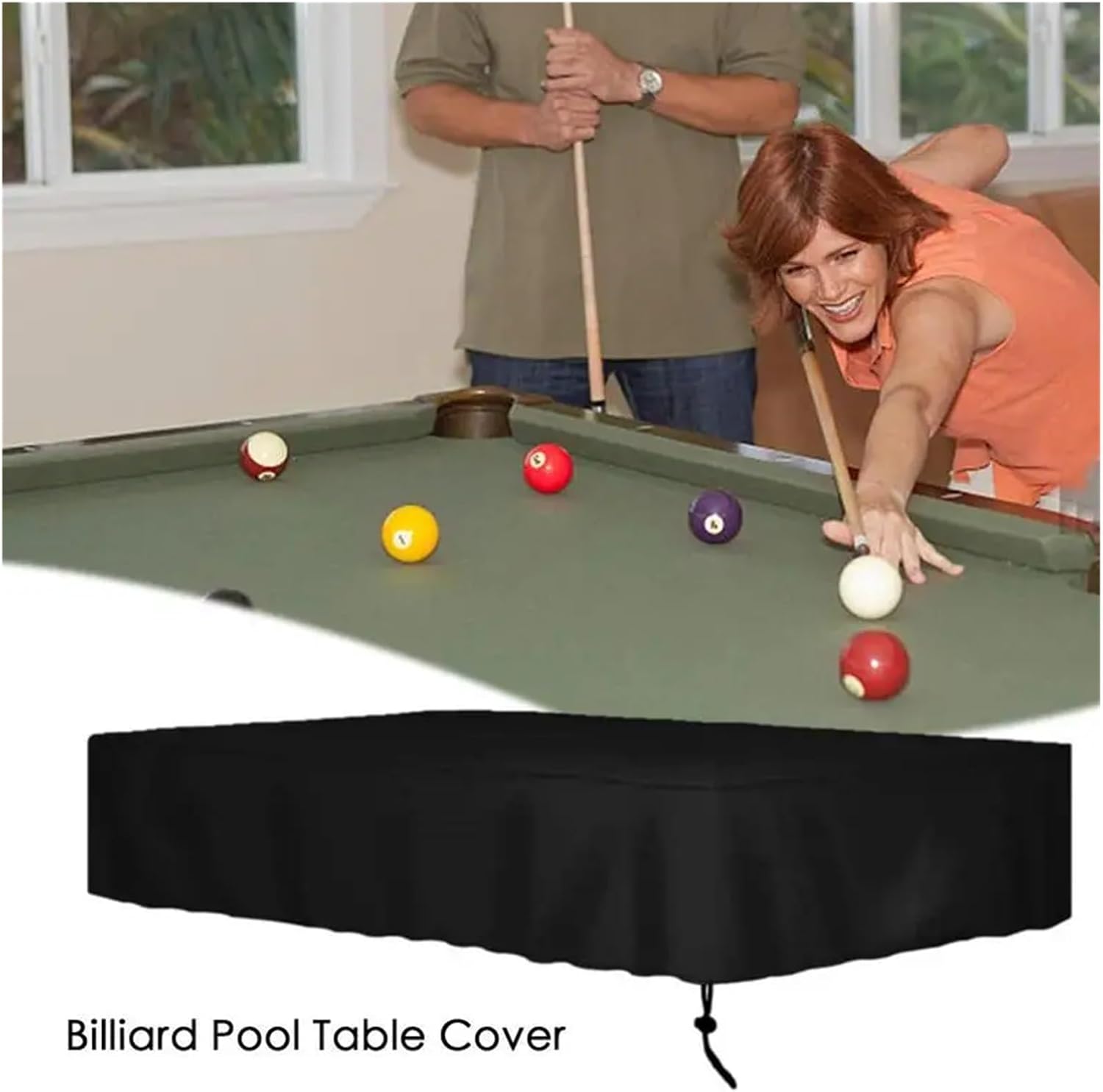 Pool Table Cover 1-piece Pool Table Cover Oxford Cloth Waterproof Equipment With Drawstring(7FT)