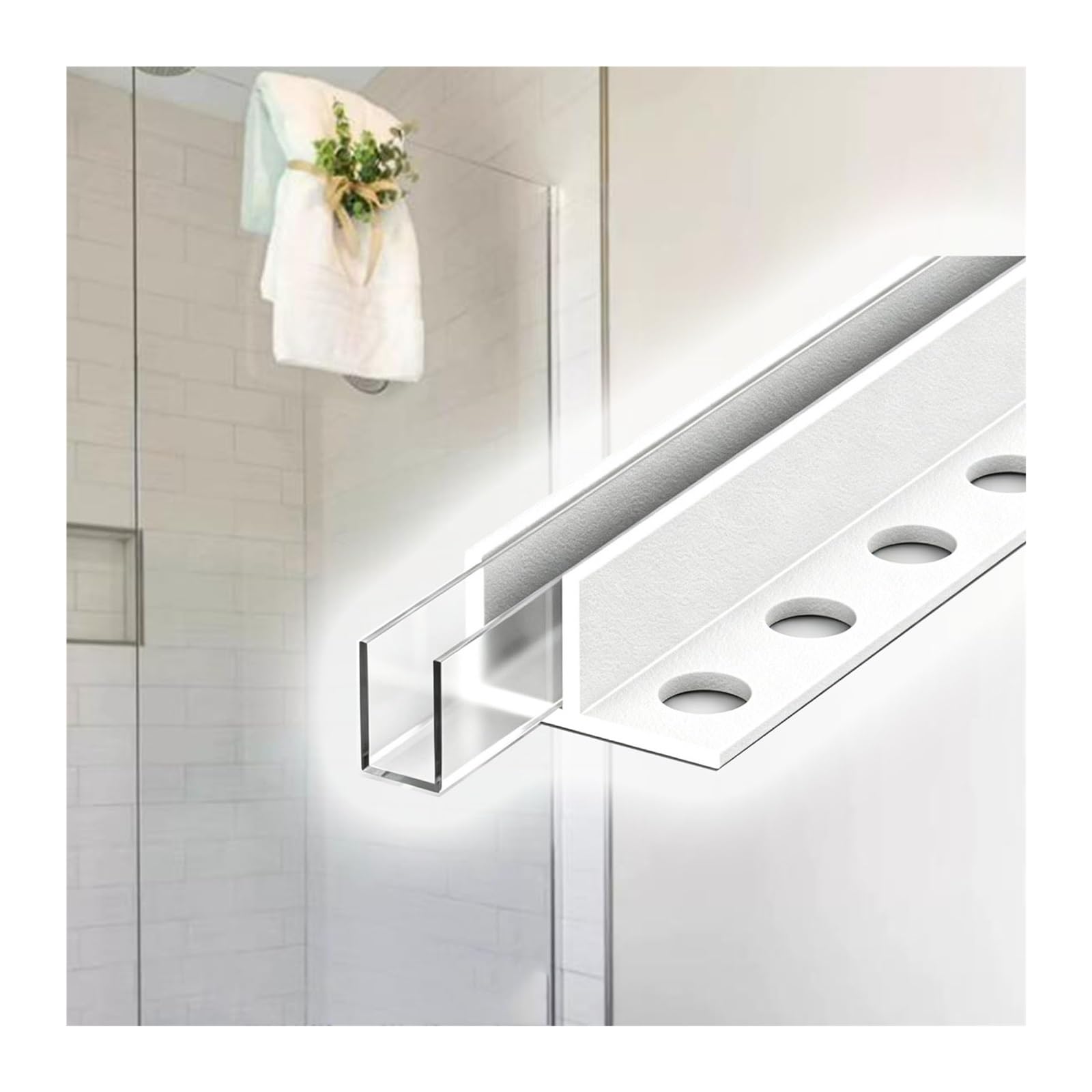 Duschabtrennung aus Aluminium und Glas mit Stoßdämpfern