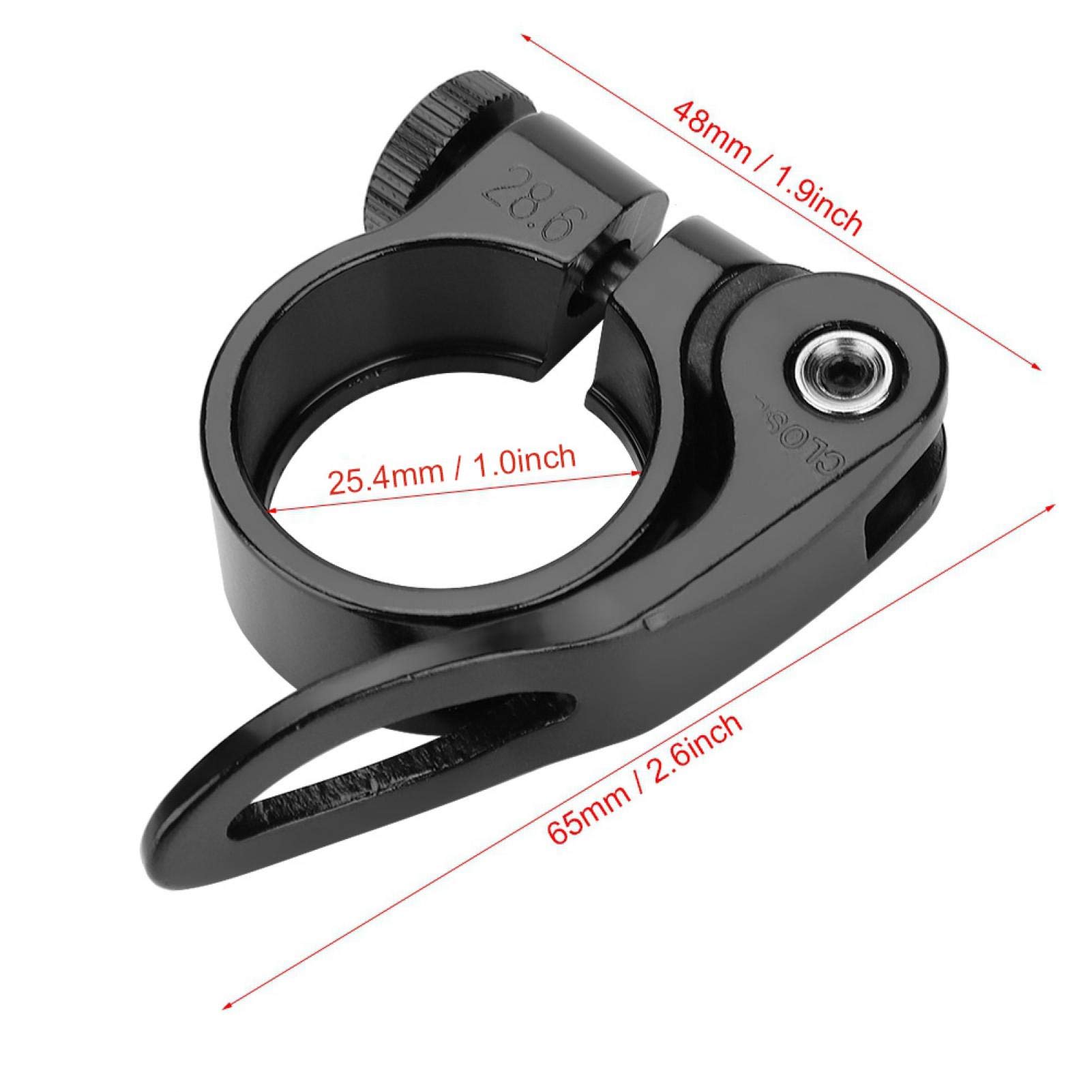 Abrazadera para tija de sillín de bicicleta, Collar de tija de sillín de liberación rápida de bicicleta de aleación de aluminio, 25,4 mm / 1,0 pulgadas, Abrazadera de tija de sillín Piezas(black)