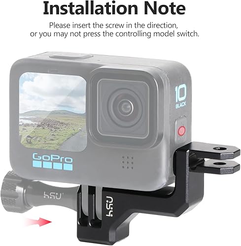 Miniatura 5 de HSU 90 grados de aluminio vertical soporte adaptador codo montaje para gopro hero 13/12/11/10/9 negro