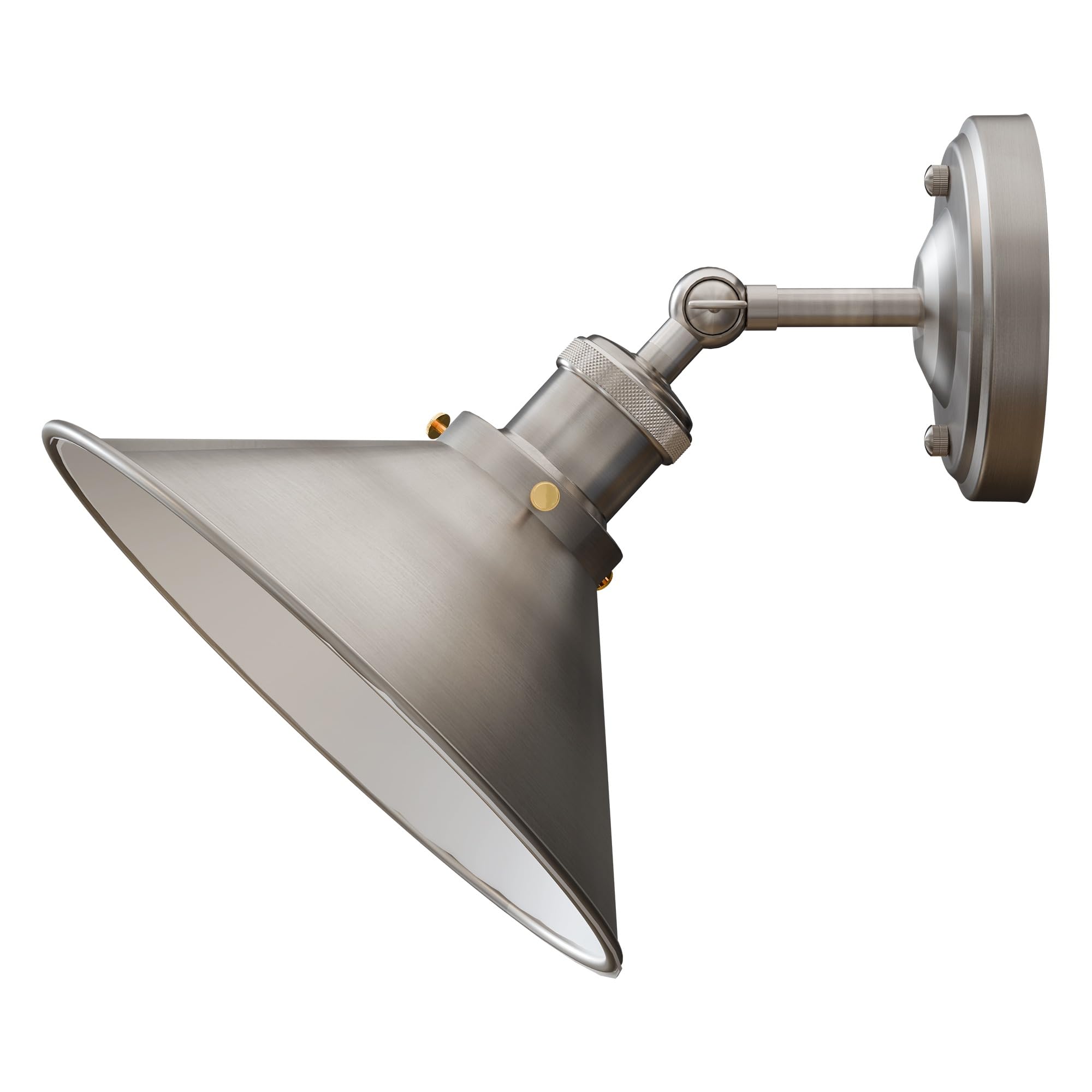 LEDSone Industrial Wall Lights with Adjustable Arm for E27 22cm Diameter in a Satin Nickel Finish and Metal Material Cone Shape for Living Room Bedroom Office Home Décor