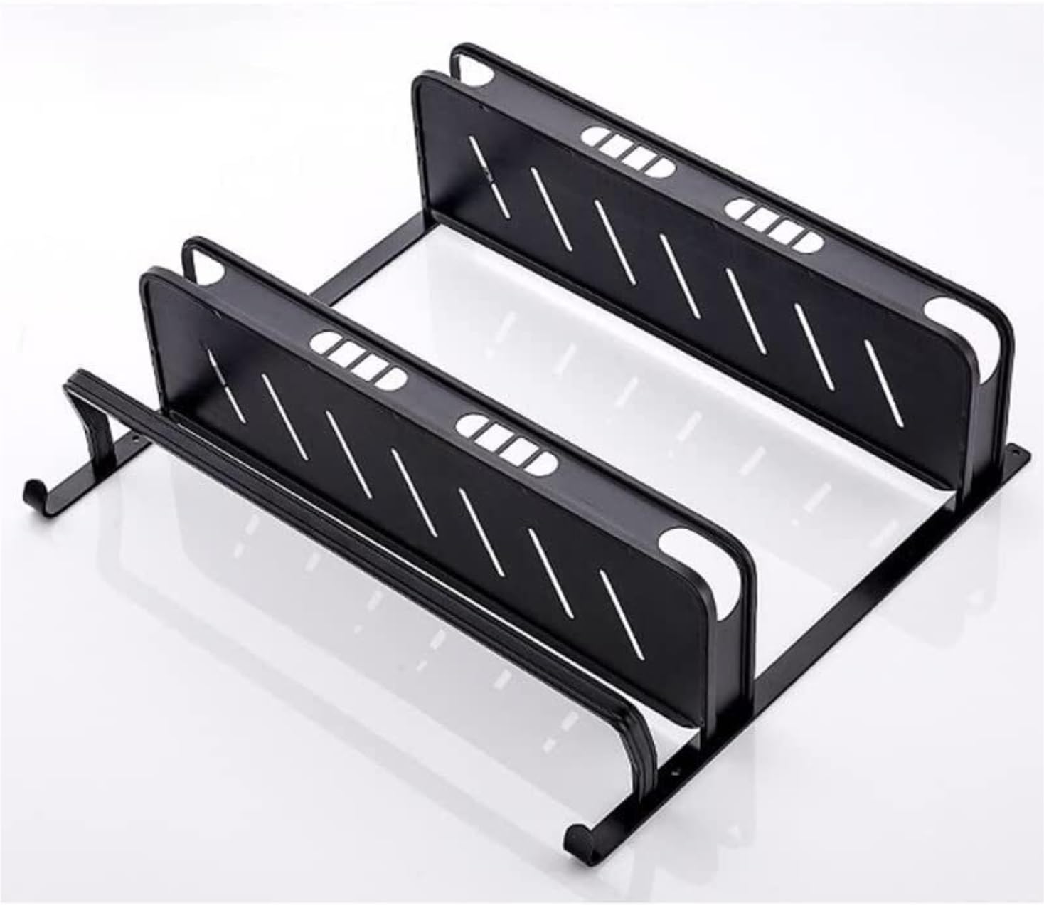 Estante Baño Cesta De Almacenamiento Carrito Ducha Aluminio con Toallero Y Ganchos Estantes Dobles para Baño Organizador Ducha(Black)