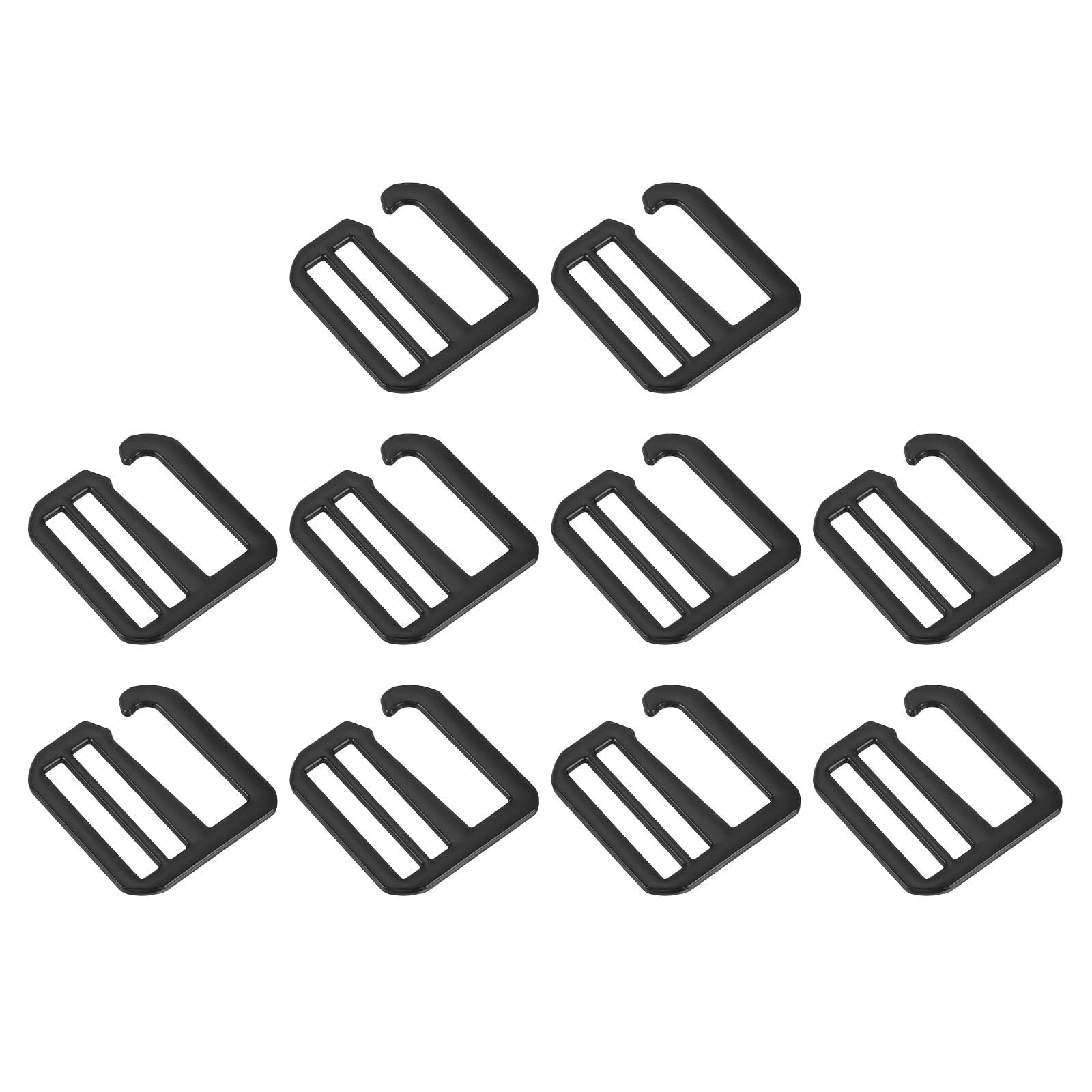 QUARKZMAN 10pz 32mm/1.26" Fibbie per Cinghie con Gancio a G in Metallo Fibbie Scorrevoli Tri-Glide Piatte Regolabili per Cinghie per Zaini, Nero Opaco