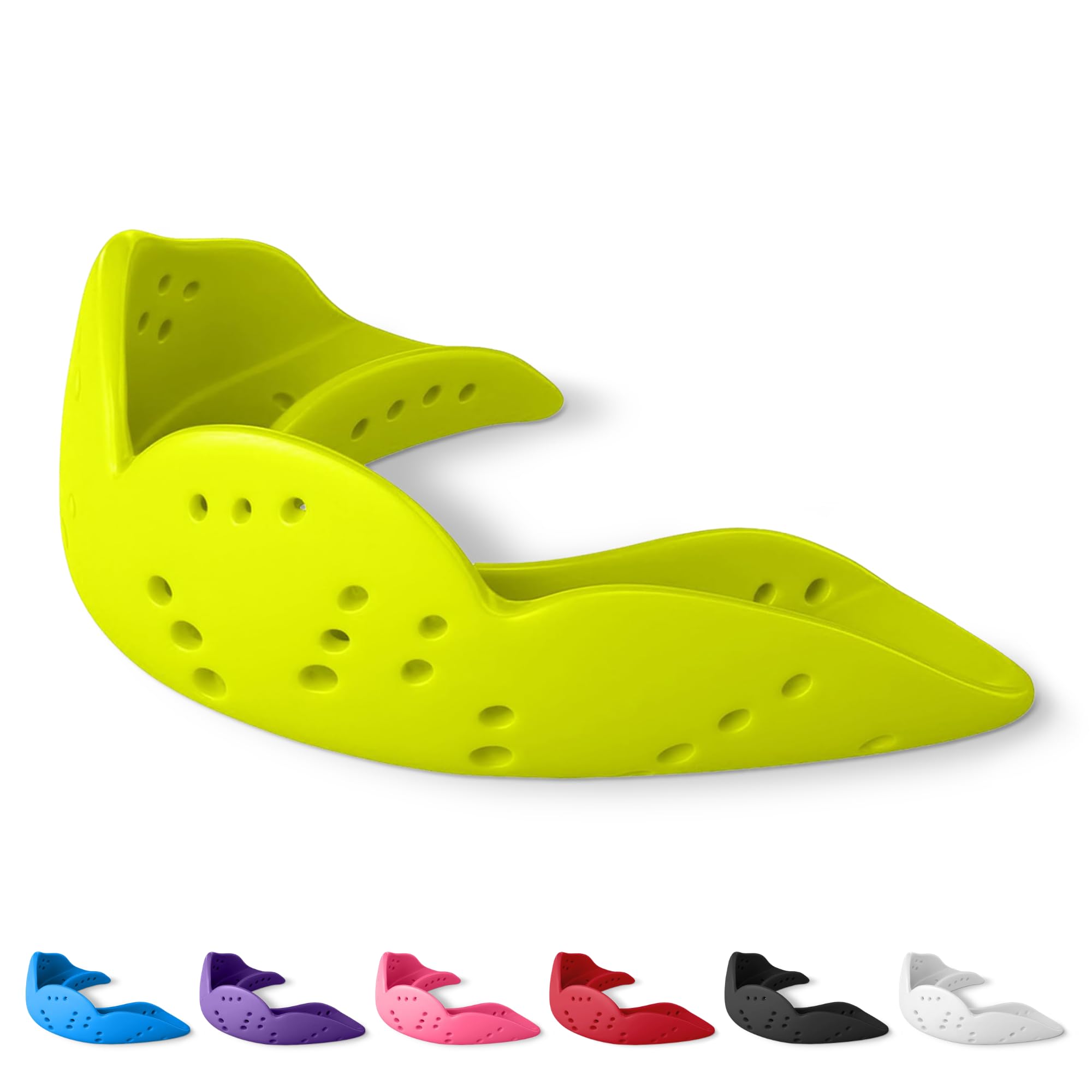 Aero Medium Mouthguard, Neon Flash - 30% Stronger Protection for Lacrosse, Football, Hockey, Roller Derby, Team Sports - Remoldable Up to 20 Times - Ultra Slim - Works for Braces - Non Toxic