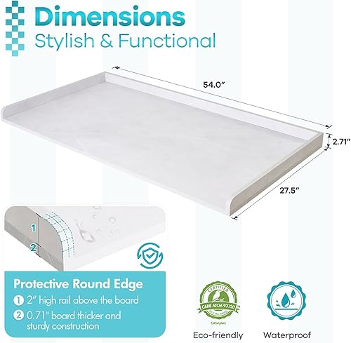 Miniatura 3 de Kaboon Juego de encimera y estantes para lavadora y secadora, encimera de melamina con rieles de borde, 27.5 pulgadas de profundidad x 54 pulgadas