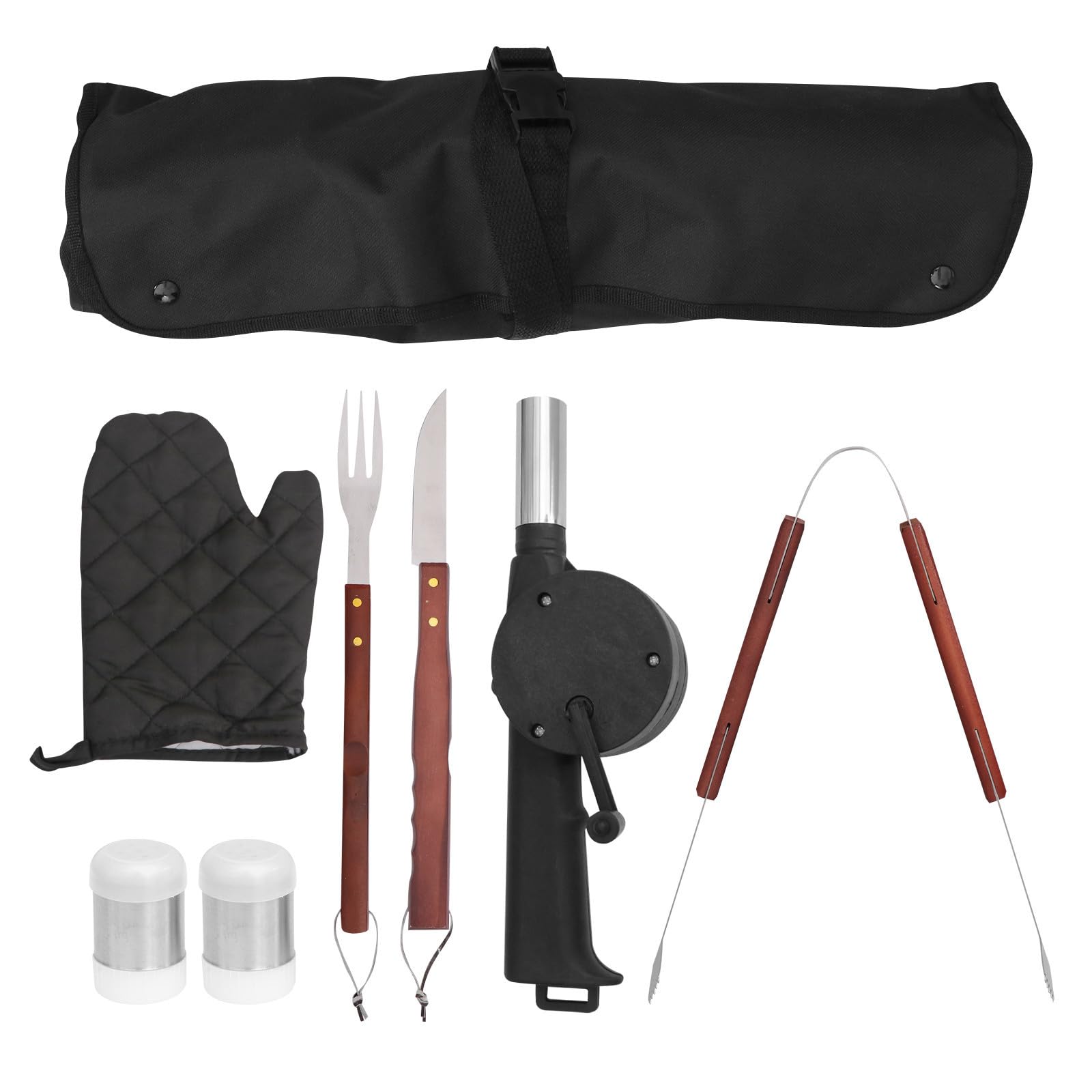 Levemolo Juego Completo de Utensilios para Parrilla Diseño Compacto y Ahorro de Espacio, Acero Inoxidable y Madera, Adecuado para Camping al Aire Libre