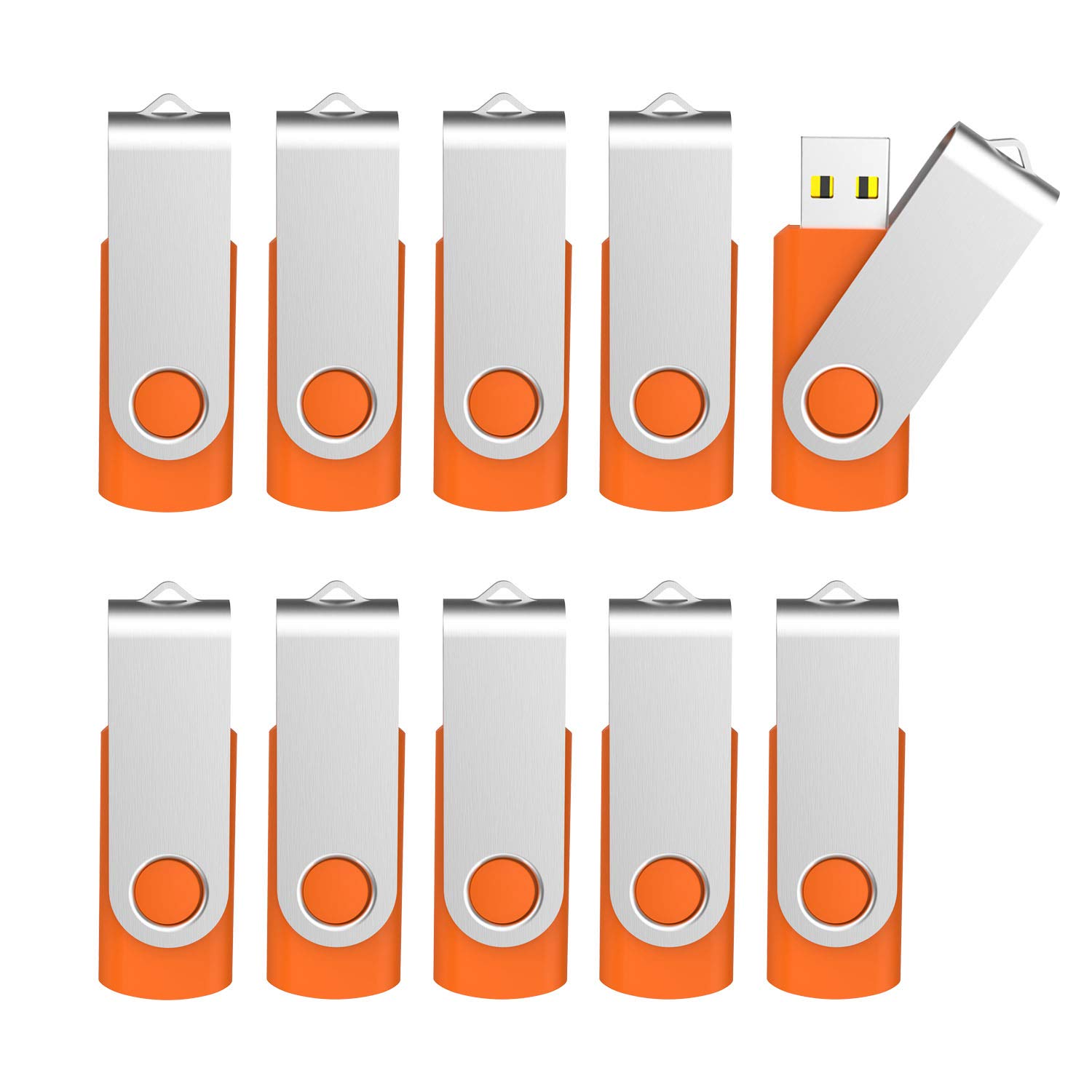 KOOTION 10 Pack 4 GB USB Flash Drive 4gb Flash Drives Keychain Thumb Drive Swivel Memory Stick Orange