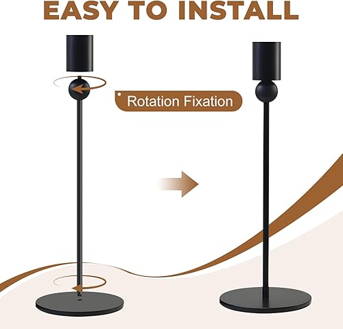 Miniatura 6 de Juego de portavelas altos negros, 6 candelabros de pilar de globo y columna, decoración de centro de mesa para mesa de comedor, boda, manto, regalo