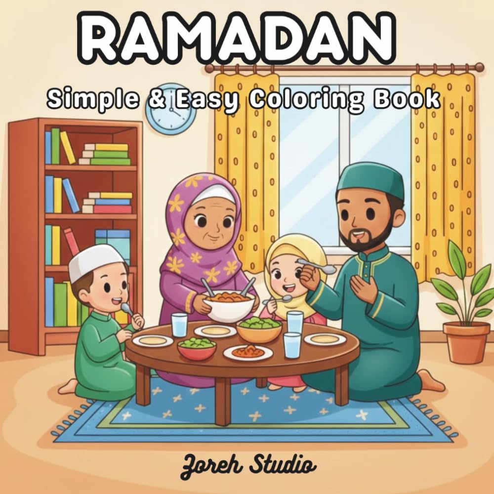Ramadan and Eid Coloring Book for Kids: Fun and Easy Islamic Designs for Children and Adults