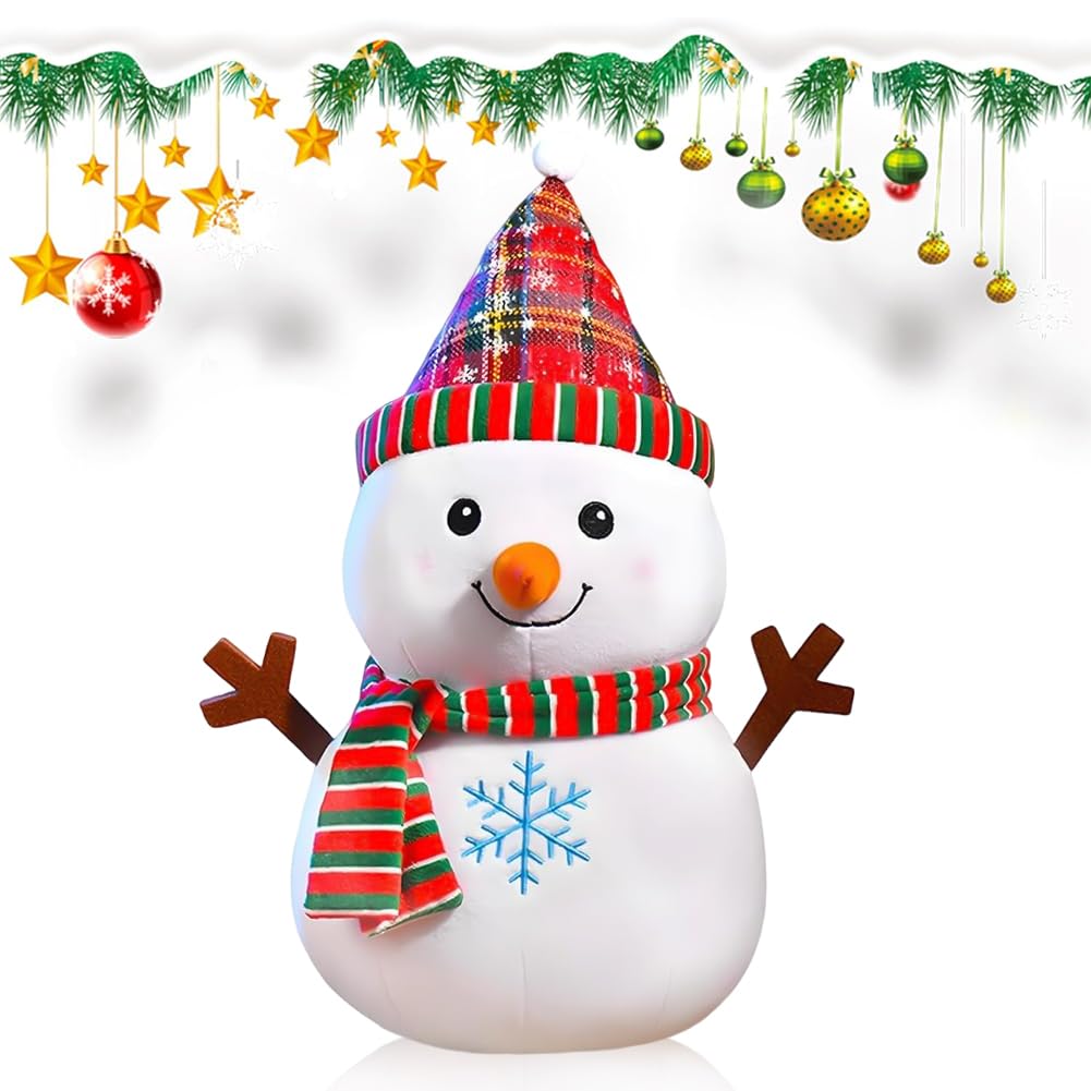 LKNBIF Christmas Snowman Stuffed Animal, Christmas Decorations Snowman Plush Toy, Cute Soft Plush Doll