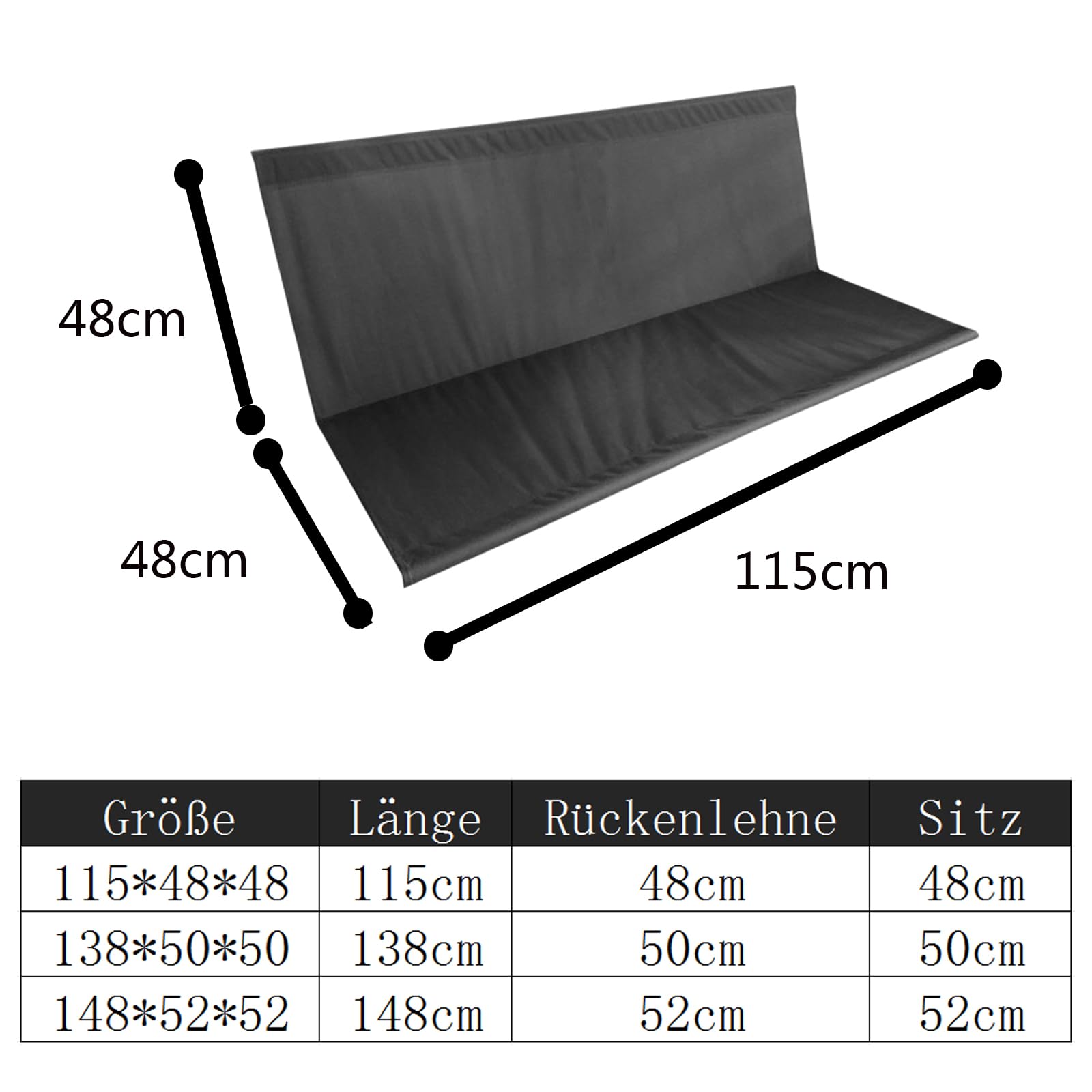 Coprisedile da Giardino per Dondolo, Copriseduta di Ricambio per Dondolo da Giardino, Coprisedili per Altalena da Giardino Tessuto Oxford 600D (115 * 48 * 48cm,Schwarz)
