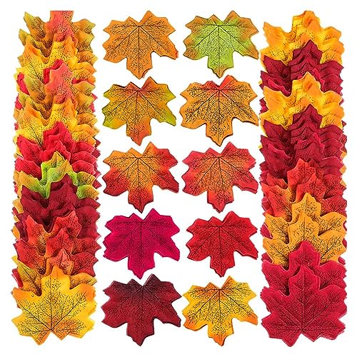 Xnuiasqe 500 Hojas de Arce de Seda Artificial, Hojas de OtoñO, Bricolaje, áLbum de Recortes Hecho A Mano, DecoracióN de Boda de OtoñO