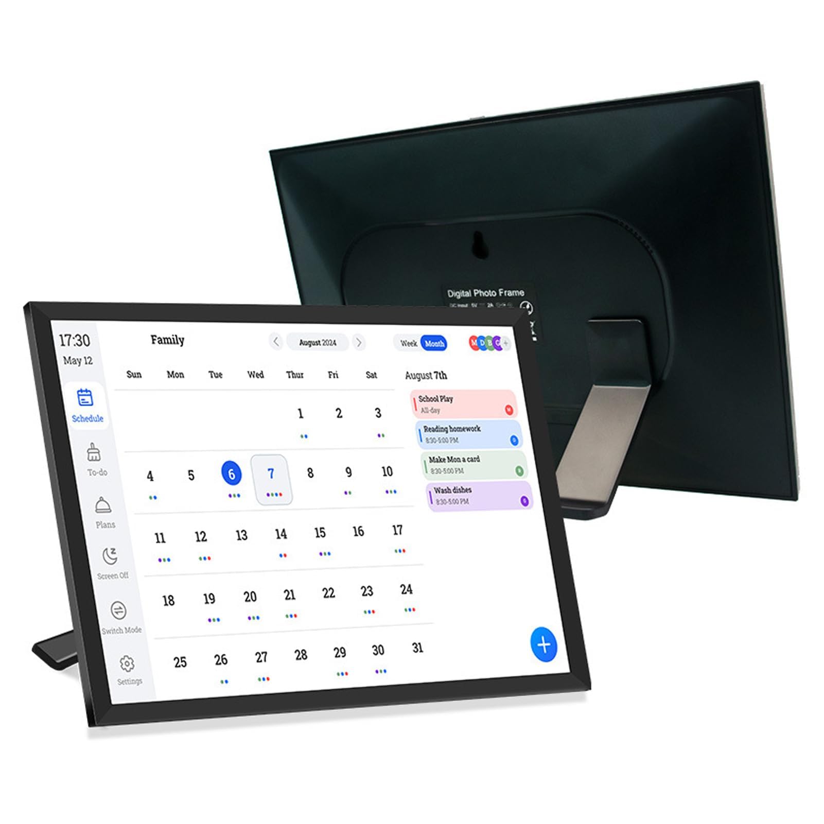 Walfront 10.1 IN Digital Calendar Chart Chart, Smart Family Planner con Touchscreen, Supporto WiFi Sync Support Electronic Wall Visual Visuals App Mobile Appless Schedule Manager per