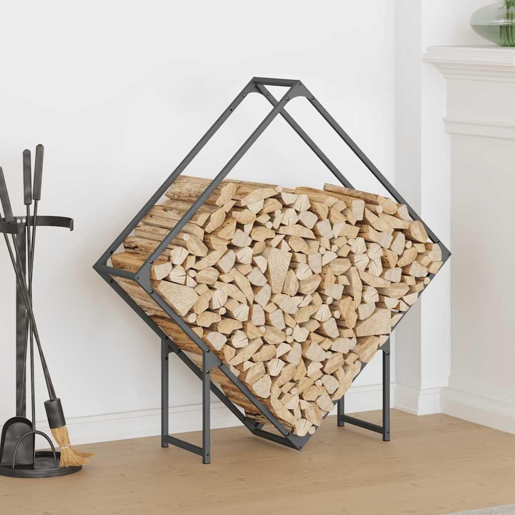 Brennholzregal Anthrazit 100x25x100 cm aus kaltgewalztem Stahl für Kaminofen und Holzlagerung, wetterfestes Holzständer Gestell, ideal für Wohnzimmer, Terrasse und Garten