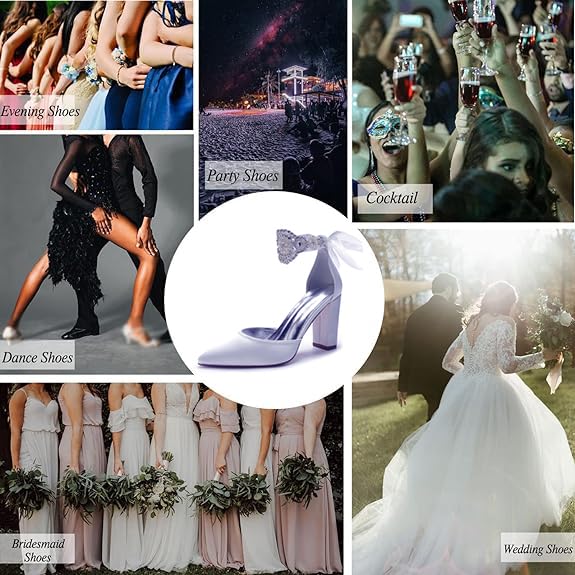 ADMLZQQ Women's Pointed Toe Wedding Heels for Bride Comfortable Wedding Shoes High Heels Rhinestones Bridal Evening Prom Party Dress Shoes Pumps4