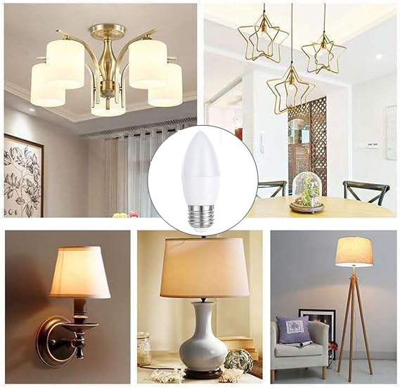 E26 LED Bulbs,6W LED Candle Bulbs,40W-60Watt Equivalent,Dimmable,120V Chandeliers LED Bulbs, Night Lamps 10 Pack (Warm White 3000K)
