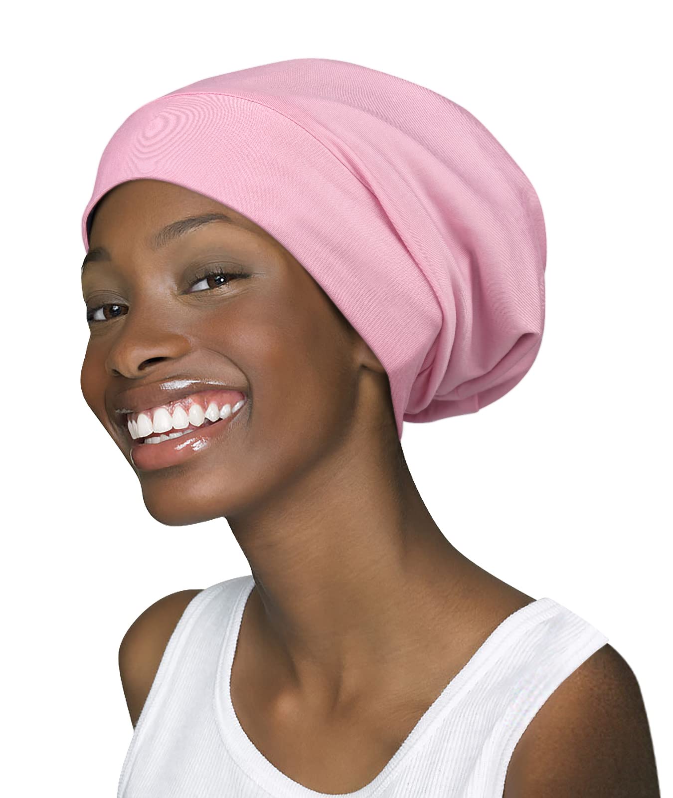 Cuffia Da Notte Foderata In Raso, Ideale Come Regalo Per Donne Crespe, Colore: Rosa-image