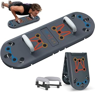 BOOSTEADY Tabla de Flexiones Multifuncion 8 en 1: Aparatos de Gimnasia para Casa Tabla Flexiones Plegable con Guía de Colores para Hombre y Mujer, Push Up Board para Fitness y Ejercicio en Casa Viajes