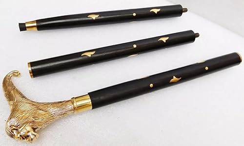 Miniatura 6 de Brass Walking Stick - Handcrafted Lion Head Cane, Premium Wooden Walking Cane - 36" Designer Handmade Walking Stick for Men & Women - Vintage