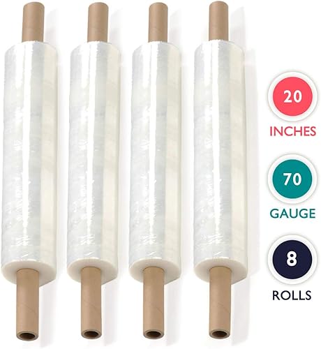 Miniatura 5 de PackageZoom Envoltura elástica de 20 pulgadas x 1000 pies con asa película elástica transparente 4 rollos