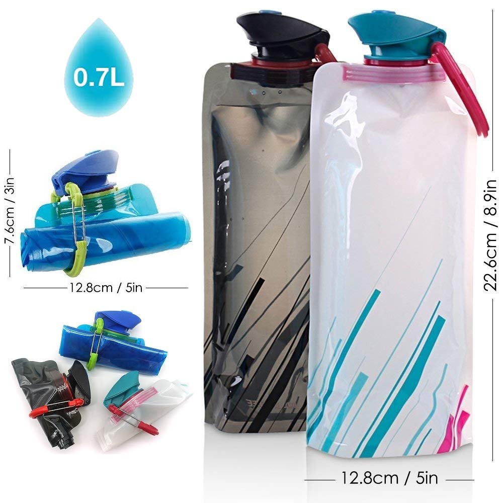 Faltbare Trinkflasche 700 Ml – 8-teiliges Set, Klappbar & Leicht Für Outdoor, Festival, Reisen